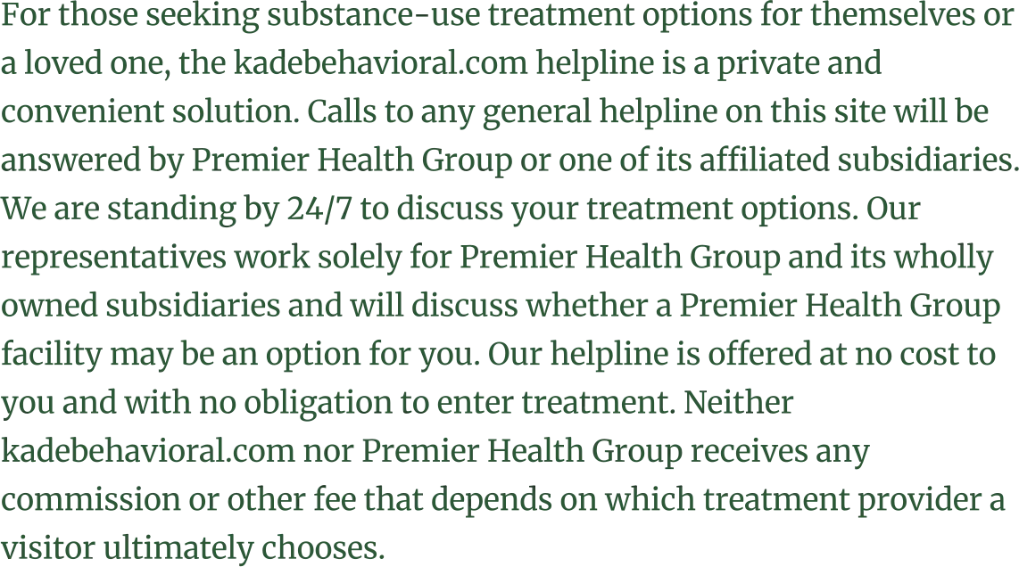 Disclosure: calls may be answered by an affiliated treatment provider; no referral fee is charged.